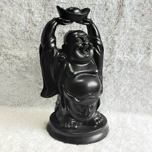 4 3/4" Handcrafted Happy Buddha Wooden Statue!!